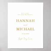 エレガント白ミニマル結婚歓迎 ポスター (正面)