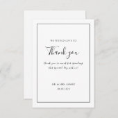 エレガント白ミニマル黒枠ムスリム結婚ズ サンキューカード (正面/裏面)