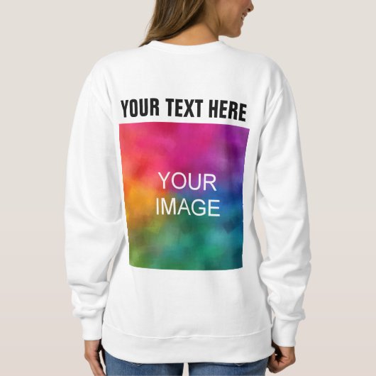 エレガント白モダンテンプレートウォメンカスタムズ スウェットシャツ (裏面)