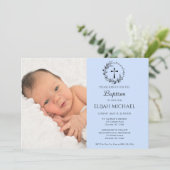 エレガント白モダン光洗礼招待状 招待状 (スタンド正面)