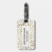 エレガント白モダン色の金ゴールドフェイクヒョウ印刷 ラゲッジタグ (裏面縦)