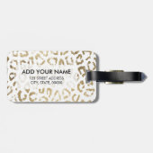 エレガント白モダン色の金ゴールドフェイクヒョウ印刷 ラゲッジタグ (裏面横)