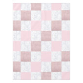 エレガント白大理石&バラ金ゴールド市松模様にグリッター テーブルクロス (正面)