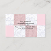 エレガント白大理石&バラ金ゴールド市松模様にグリッター 名刺 (裏面)