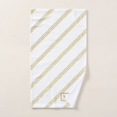 エレガント白点々のあるモダン金ゴールド線モノグラムの バスタオルセット (ハンドタオル)