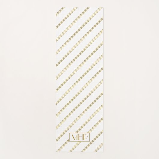 エレガント白点々のあるモダン金ゴールド線モノグラムの ヨガマット (正面)