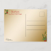 エレガント白熱［赤熱］光を放つ金ゴールドメリークリスマスの写真カード シーズンポストカード (裏面)