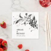 エレガント白紅花結婚花 スタンダードカクテルナプキン (インサイチュ)