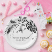 エレガント白紅花結婚花 ペーパープレート (パーティー)