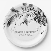 エレガント白紅花結婚花 ペーパープレート (正面)