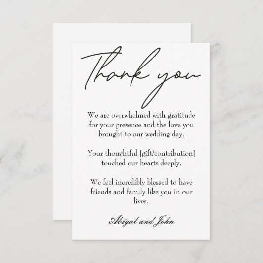 エレガント白結婚の サンキューカード (正面/裏面)