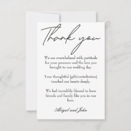 エレガント白結婚の サンキューカード