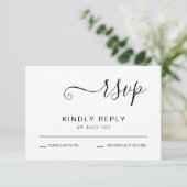 エレガント白結婚の 出欠カード (スタンド正面)