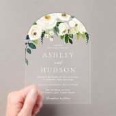エレガント白結婚植物門 アクリル招待状 (インサイチュ (ポータブル))