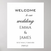 エレガント白結婚歓迎パーソナライズされた ポスター (正面)