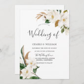 エレガント白結婚花 招待状 (正面/裏面)