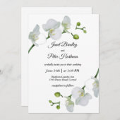 エレガント白結婚蘭 招待状 (正面/裏面)