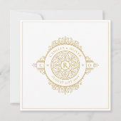 エレガント白華美金ゴールドス結婚クエアクラシックズI 招待状 (正面)