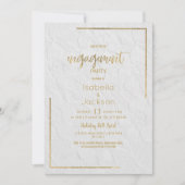 エレガント白金ゴールドフランスのフローラレース婚約 招待状 (正面)