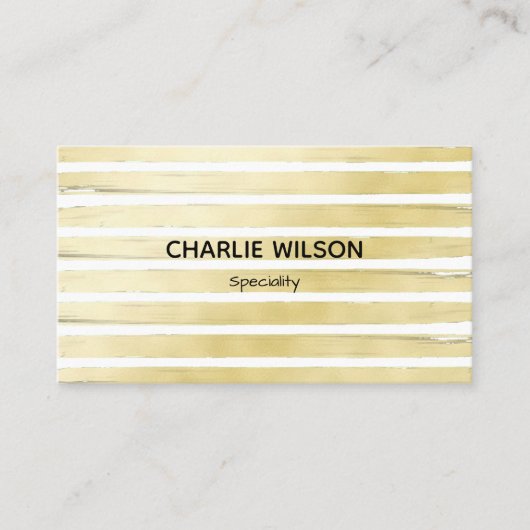 エレガント白金ゴールドホイル絵を描ストライプのプロフェッショナル 名刺 (正面)