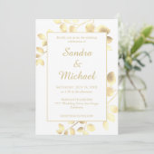 エレガント白金葉結婚式招待状 招待状 (スタンド正面)