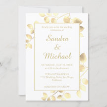 エレガント白金葉結婚式招待状