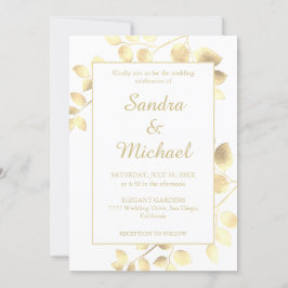 エレガント白金葉結婚式招待状 招待状
