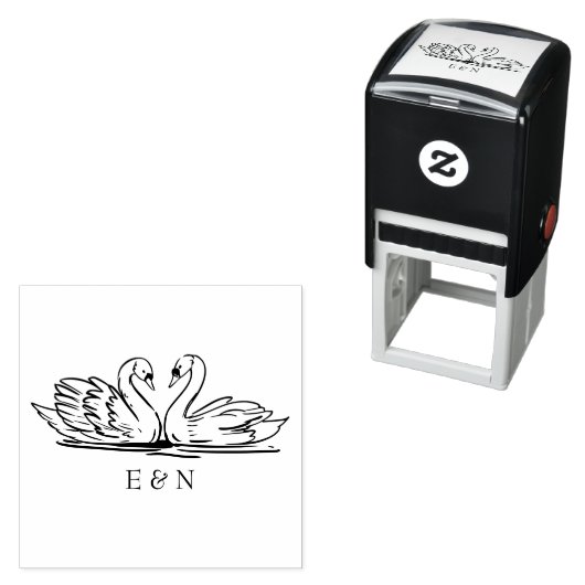 エレガント白鳥の結婚カップル セルフインキングスタンプ (インサイチュ)