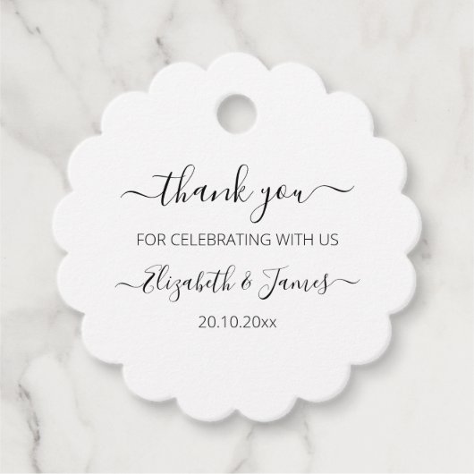 エレガント白黒ありがとうご結婚ざう フェイバータグ (正面)