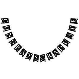 エレガント白黒おめでとう大学院学位取得 バンティングフラッグ