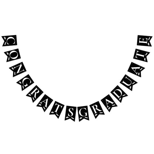 エレガント白黒おめでとう大学院学位取得 バンティングフラッグ (全)