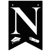 エレガント白黒おめでとう大学院学位取得 バンティングフラッグ (第3の旗)