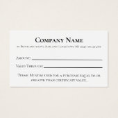 エレガント白黒および金ゴールドギフト証明書 (正面)