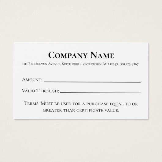 エレガント白黒および金ゴールドギフト証明書 (正面)