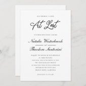 エレガント白黒が遂に我々の結婚 招待状 (正面/裏面)