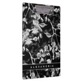 エレガント白黒とグレーフローラ クリップボード (右)