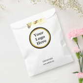 エレガント白黒と金ゴールドここにロゴテンプレート フェイバーバッグ (封をした状態)