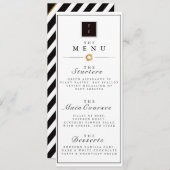 エレガント白黒と金ゴールドストライプのメ結婚ニュー メニュー (正面/裏面)