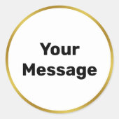 エレガント白黒と金ゴールドメッセージ文字 ラウンドシール (正面)