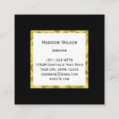 エレガント白黒と金ゴールド名モノグラム スクエア名刺 (裏面)