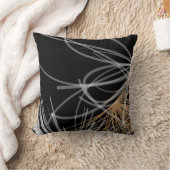 エレガント白黒と金ゴールド抽象デザイン クッション (ブランケット)