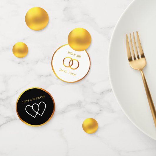 エレガント白黒と金ゴールド コンフェッティ (グループ)