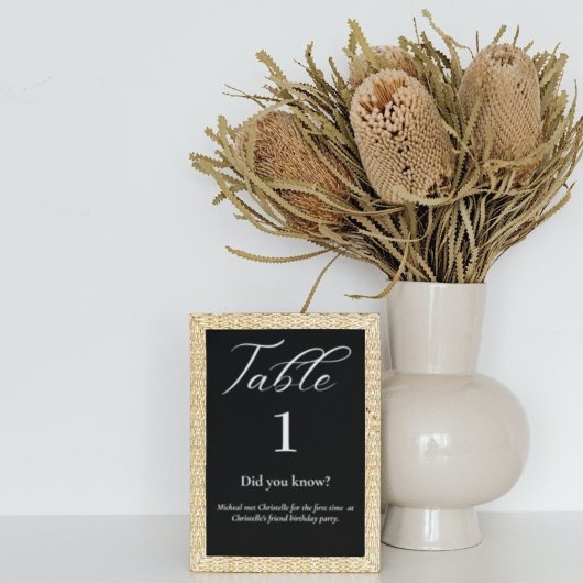 エレガント白黒のおもしろいファクトのスクリプ結婚ト テーブルナンバー