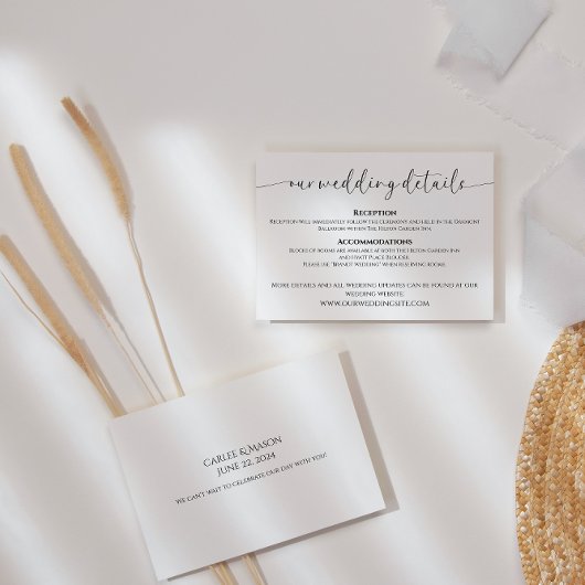 エレガント白黒のスクリプ結婚ト詳細 エンクロージャーカード