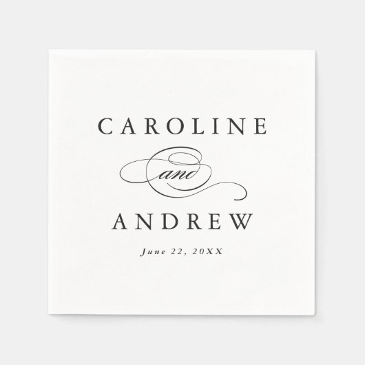 エレガント白黒のスクリプ結婚ト スタンダードランチョンナプキン (正面)