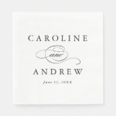 エレガント白黒のスクリプ結婚ト スタンダードランチョンナプキン (正面)