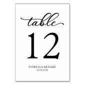 エレガント白黒のスクリプ結婚ト テーブルナンバー (裏面)