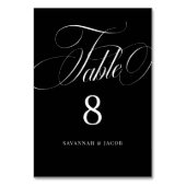 エレガント白黒のスクリプ結婚ト テーブルナンバー (正面)