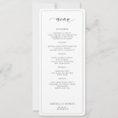 エレガント白黒の印刷可結婚能メニュー 招待状 (正面)