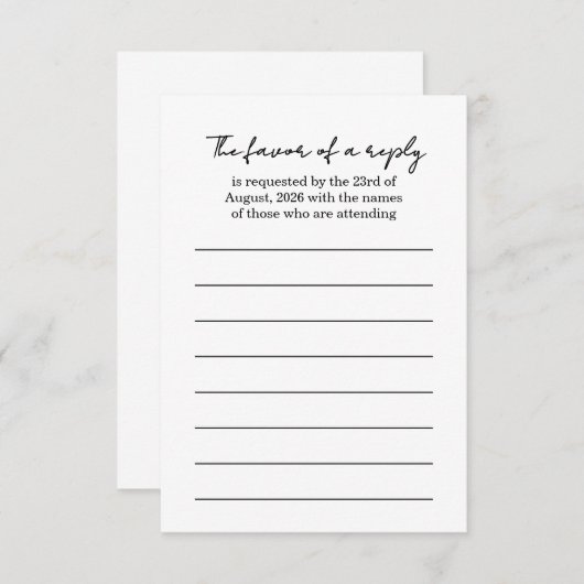 エレガント白黒の対応結婚カード 出欠カード (正面/裏面)